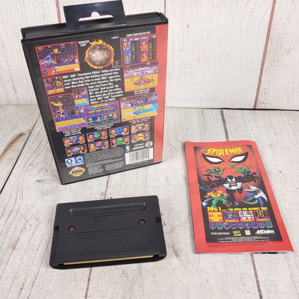 NBA Jam Tournament Edition (Sega Genesis, 1995) CIB Complete w/ Manual - TESTED - Image 2 of 4
