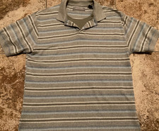 VINTAGE PIERRE CARDIN PREPPY POLO SHIRT RIBBED MULTI-TONE  MENS L  PREOWNED