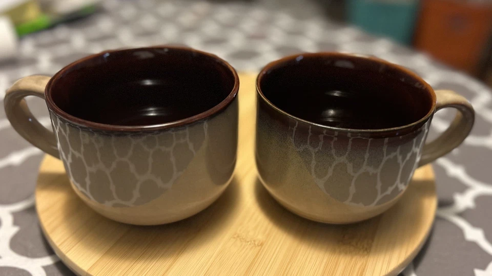 Juego de 2 tazas de sopa de té café de gran tamaño de gres marrón Sango Nova Foto 2 de 4