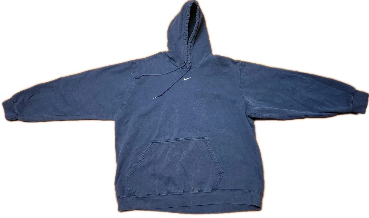 NIKE Hoodie Sweatshirt Mens XXL 2XL Blue Pullover Center Mini Swoosh Vintage 90s image 2