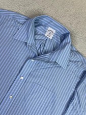 Brooks Brothers Shirt Mens 16 Blue Stripe Regent Non Iron Cotton Dress LS