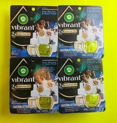 Air Wick Vibrant Plug-In Oil Refill, Blue Sea & Beach Scent, 2 ct - Lot of 4