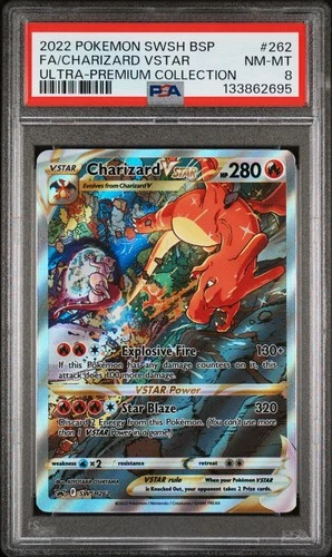 2022 POKEMON SWSH BLACK STAR PROMO #262 FULL ART/CHARIZARD VSTAR PSA 8