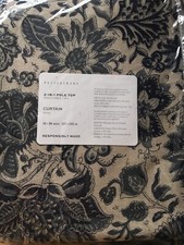 Pottery Barn 2-in-1 Pole Top Evalina Floral Curtain 50" x 96" - Navy / Chambray