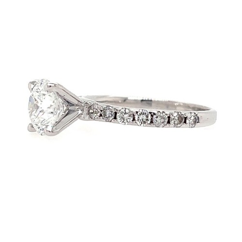 Anillo de compromiso 0,25 quilates semi montura redonda diamante oro blanco 18k todos los tamaños - Imagen 3 de 5