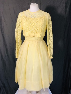 yellow lace cocktail dress