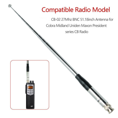 9"-51" 27MHz BNC Telescopic Antenna For Handheld/Portable CB Walkie Talkie - Picture 2 of 10