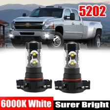 5202/H16 LED Fog Light Bulbs For Chevy Silverado 1500 2500HD 2007-2015 6000K 80W