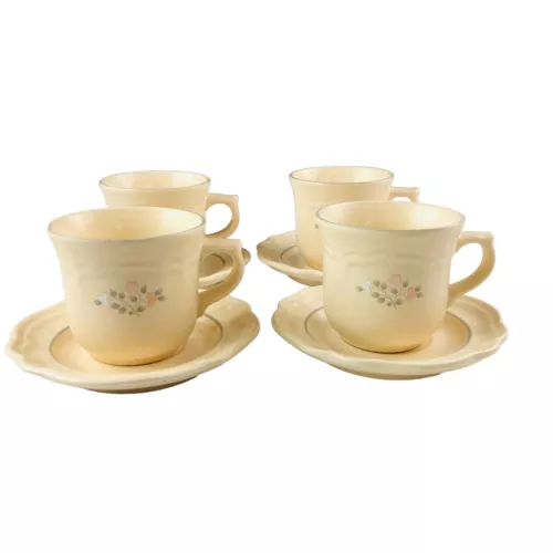 Pfaltzgraff Remembrance 4 sets Coffee Cup Saucer Discontinued Farmhouse Vintage