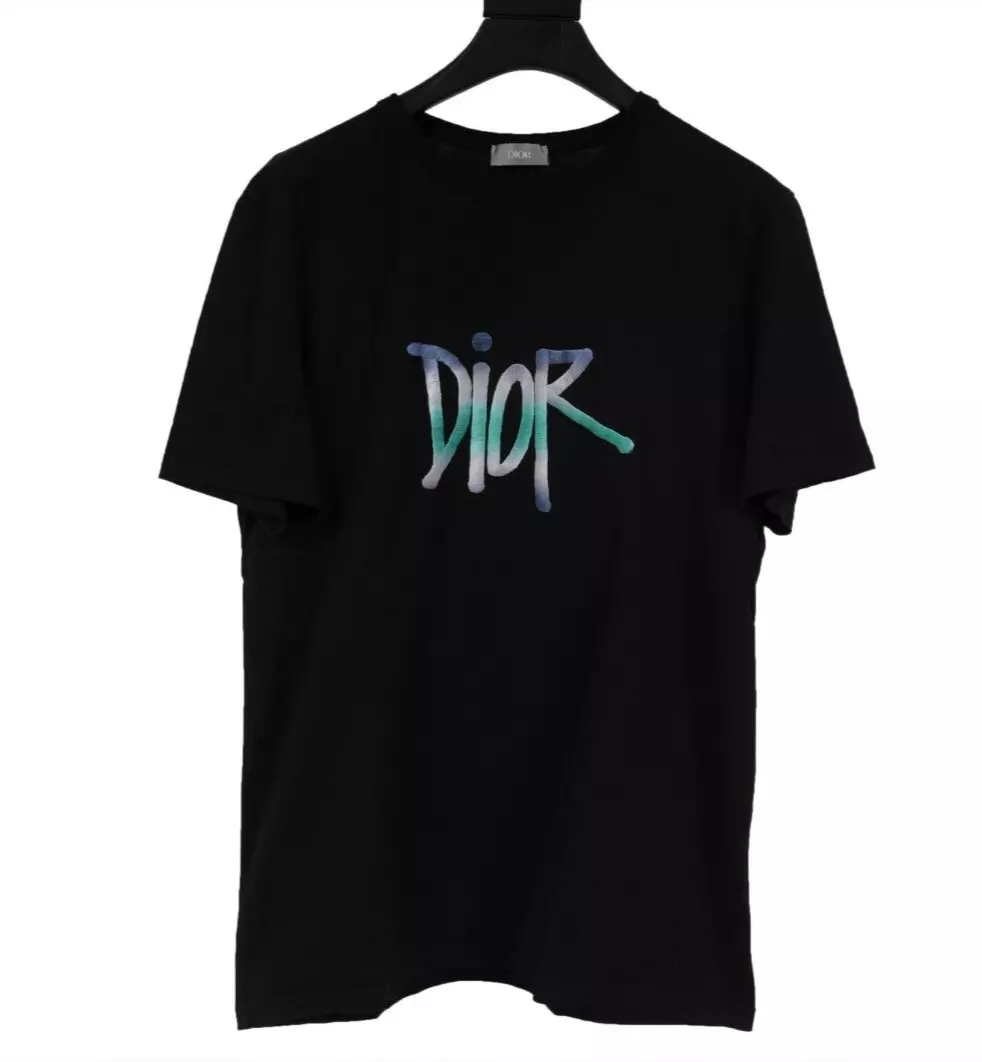 Dior Mens SHAWN STUSSY Gradient Logo T Shirt Size Large Black 100