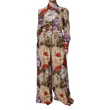 DOLCE & GABBANA Dress Multicolor Floral Wide Leg Jumpsuit  IT40/US6/S 2930usd