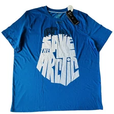 SAVE THE ARCTIC ROYAL BLUE T-SHIRT W/Bear logo unique SZ(XL)100%Organic Cotton