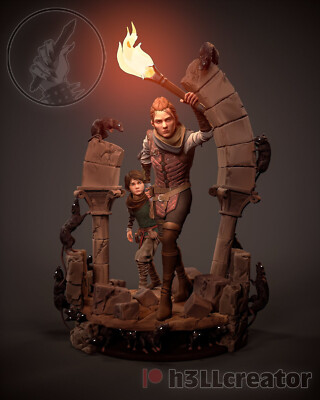 Amicia and Hugo 3D Printed Figures, A Plague Tale: Innocence Figures, Unpainted