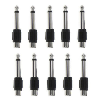10PCS RCA Female Jack To 6.3mm Male Mono Plug Audio Adapter Connector