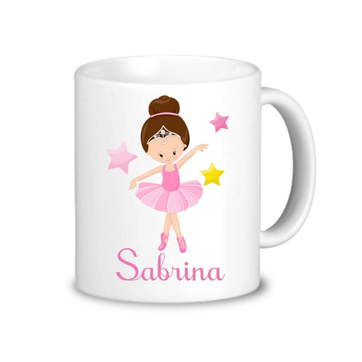 Ballet Personalized Mug Pink Ballerina Mug Dinnerware You Pick Hair Skin Color