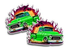 57 Chevy Pickup Vinyl Decals Wall Stickers Classic Car Green C35505 2 Pack