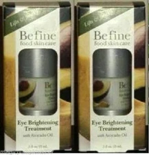2 New BE FINE FOOD SKIN CARE EYE BRIGHTENING TREATMENT .5 oz, WITH AVOCADO OIL 