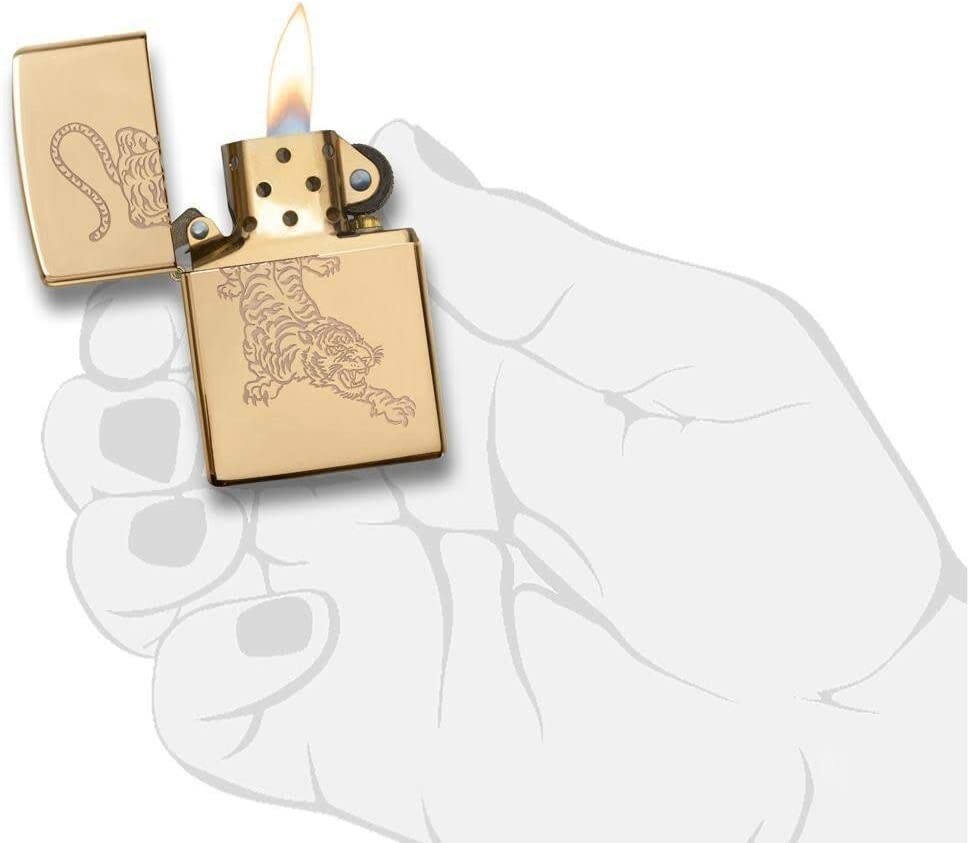 Zippo 29884 High Polish Brass Tiger Design | eBay