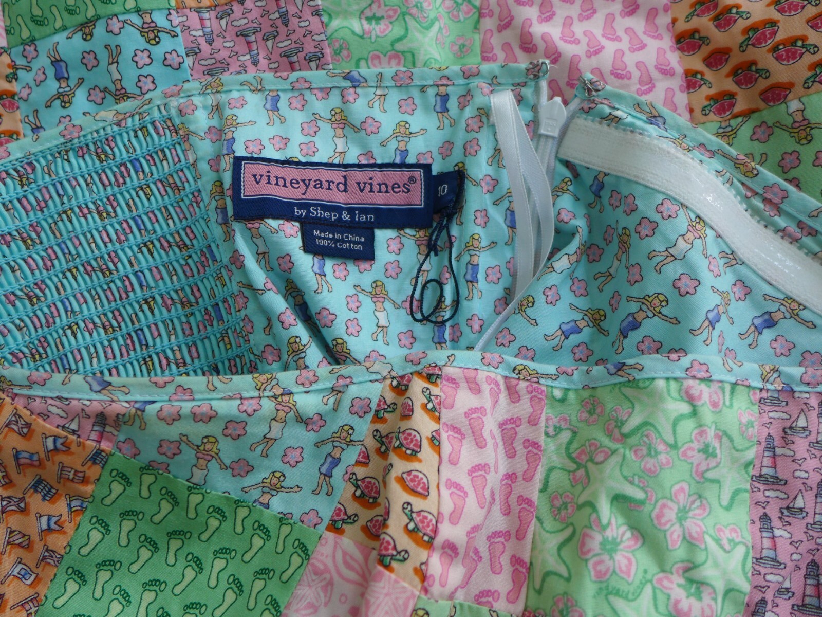 Vineyard Vines Strapless Patchwork 100% Cotton Be… - image 2