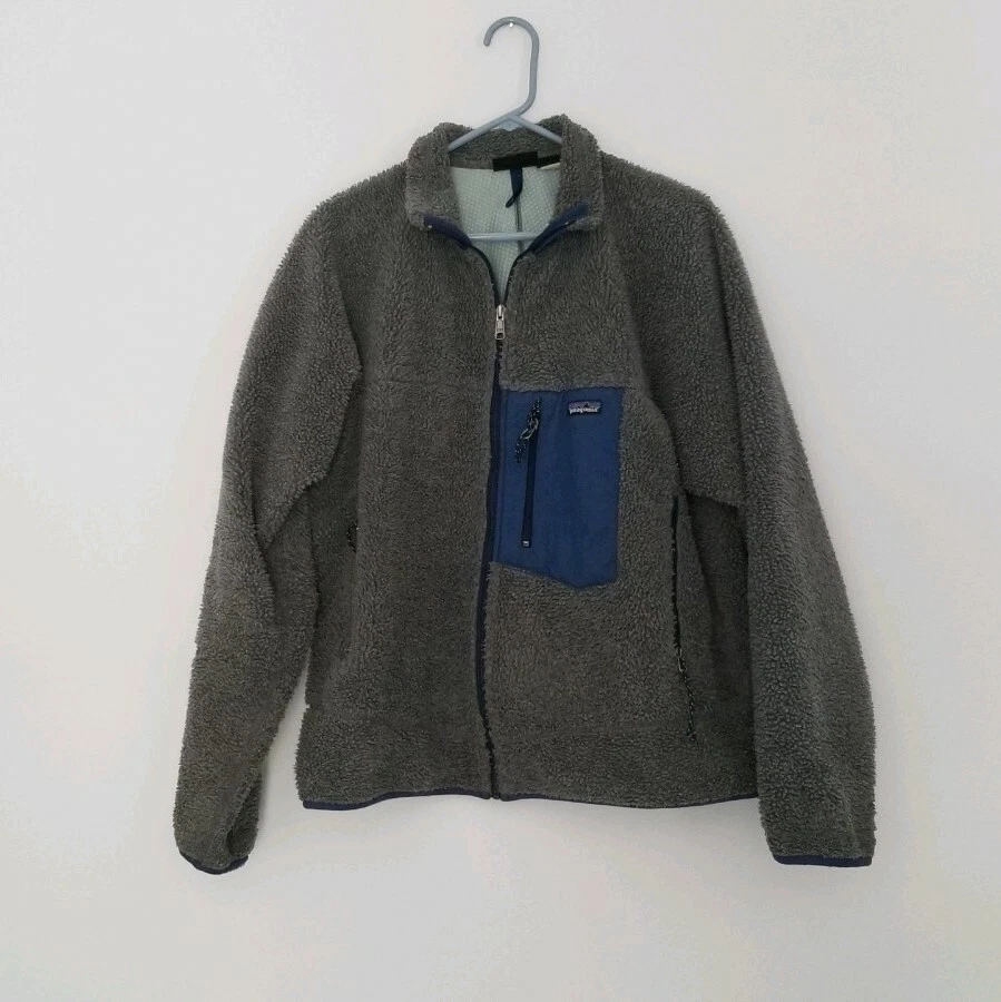 Vtg Patagonia Retro X Deep Pile Full Zip Fleece Jacket Grey Blue 1990s -  Large L