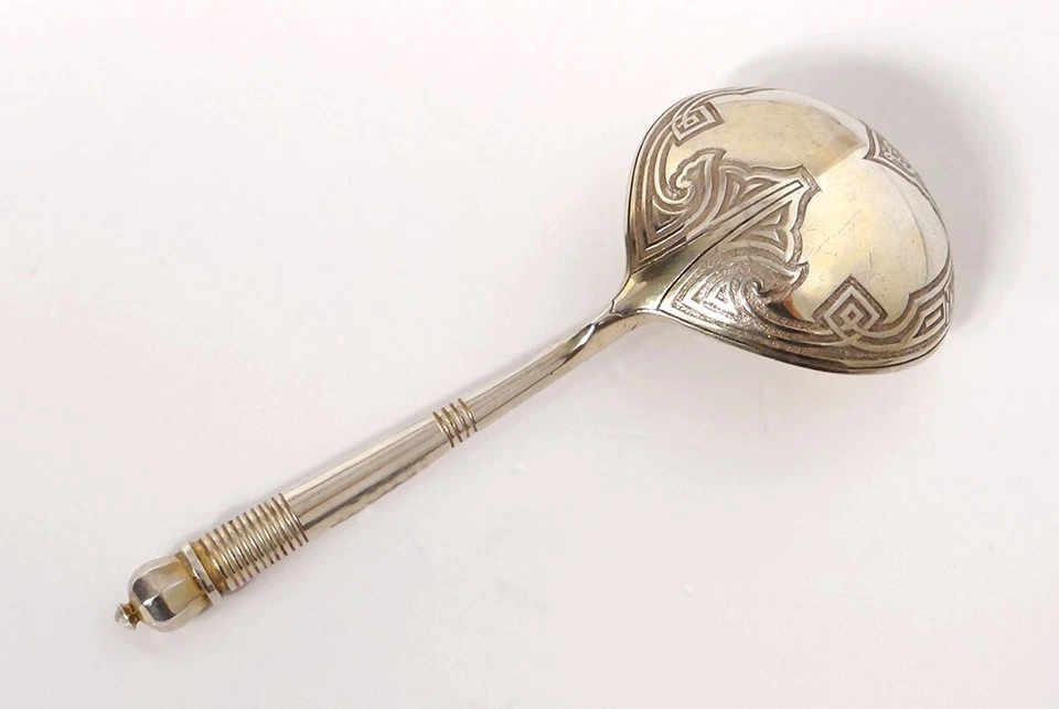 Grande cuillère à caviar argent massif russe Moscou 1854 113gr silver XIXè - Photo 1/1