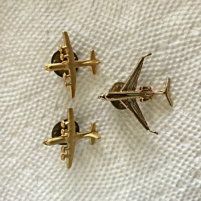 Vintage AIRPLANE Planes JET Pin Backs Tie Tacks Caravelle Propeller FREE SHIP!