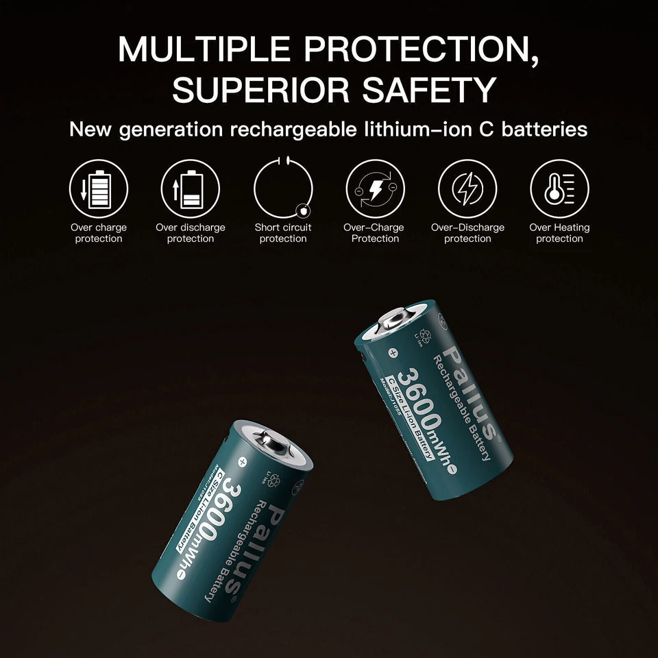 4er USB-C C Akku Lithium Wiederaufladbare 1.5V 3600mWh Aufladbare C Batterien - Bild 4 von 4