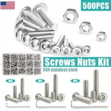 500pcs Allen Bolts and Nuts Assorted Set Stainless Steel Button Head Hex Screws