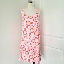 Fresh Produce Pastel Pink Multi Heart Floral Tank Dress Sz L Comfort Feminine