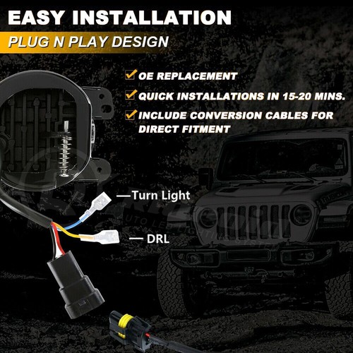 7" LED Headlights Tail Lights Fog Turn Fender Lamp Combo for Jeep Wrangler JK - Picture 11 of 24