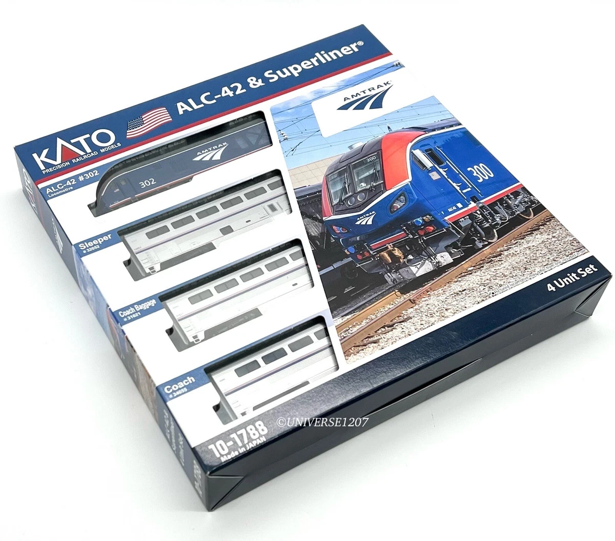 N Scale Kato 10-1788 ALC-42 Charger & Superliner Amtrak Phase VI 4 
