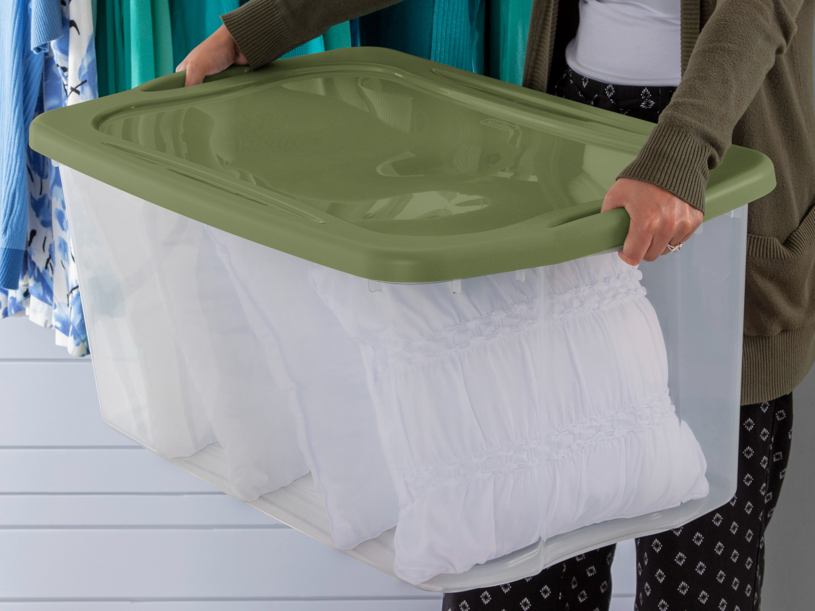 Clear Plastic Storage Container W/ Lid & Handles Large Stackable Box Bin 120 Qt