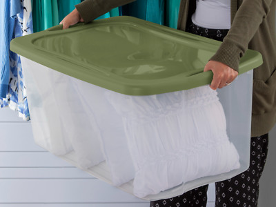 Clear Plastic Storage Container W/ Lid & Handles Large Stackable Box Bin 120 Qt