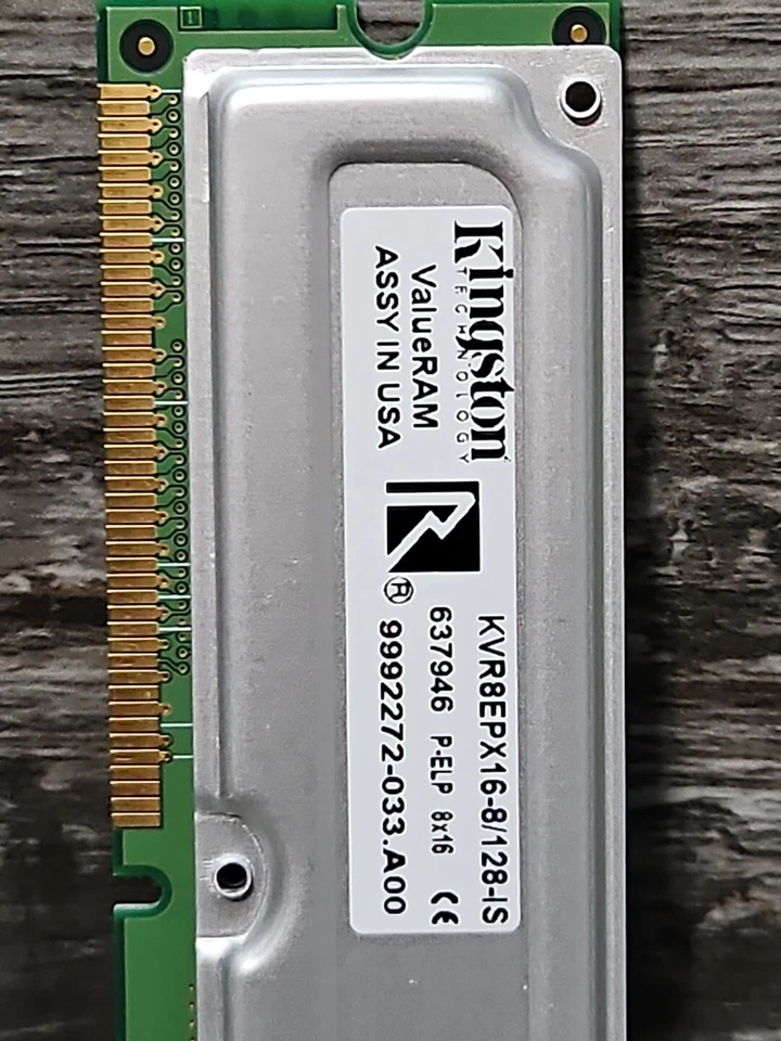 (Lote de 2) Kingston KVR8EPX16-8/128-IS 637946 Rimm 128MB NO ECC PC800-45 800MHz Foto 3 de 4