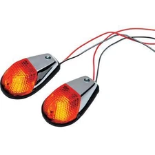 K & S Flush Mount Marker Lights Chrome/Amber Lens - Single Filament 25-8218