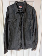 Wrangler Denim LS Men's Shirt 2XL Black Western Pearl Snap Cowboy Rodeo