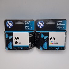 Genuine HP Ink Cartridges 65 Black  Tri-Color Lot of 2 Expired 2022 New Sealed
