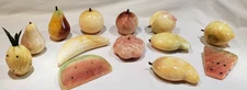 Vintage 13 Pieces Hand Carved Italian Alabaster Marble Fruits Vegetables