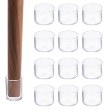 12 Pcs Chair Leg Protectors, 1 1/2 Inch Round PVC Chair Leg Caps, Clear