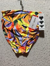 NEW Anne Cole Swim Bottom Womens XS Multicolor Retro High Rise Mid Fold Over