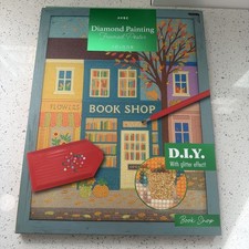 AVEC DIY Diamond Art Painting Book Shop Framed Poster Kit NWT