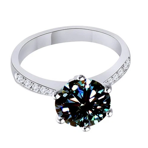 Lab Diamond Moissanite Ring 925 Sterling Silver Round Solitaire Accent Size 7