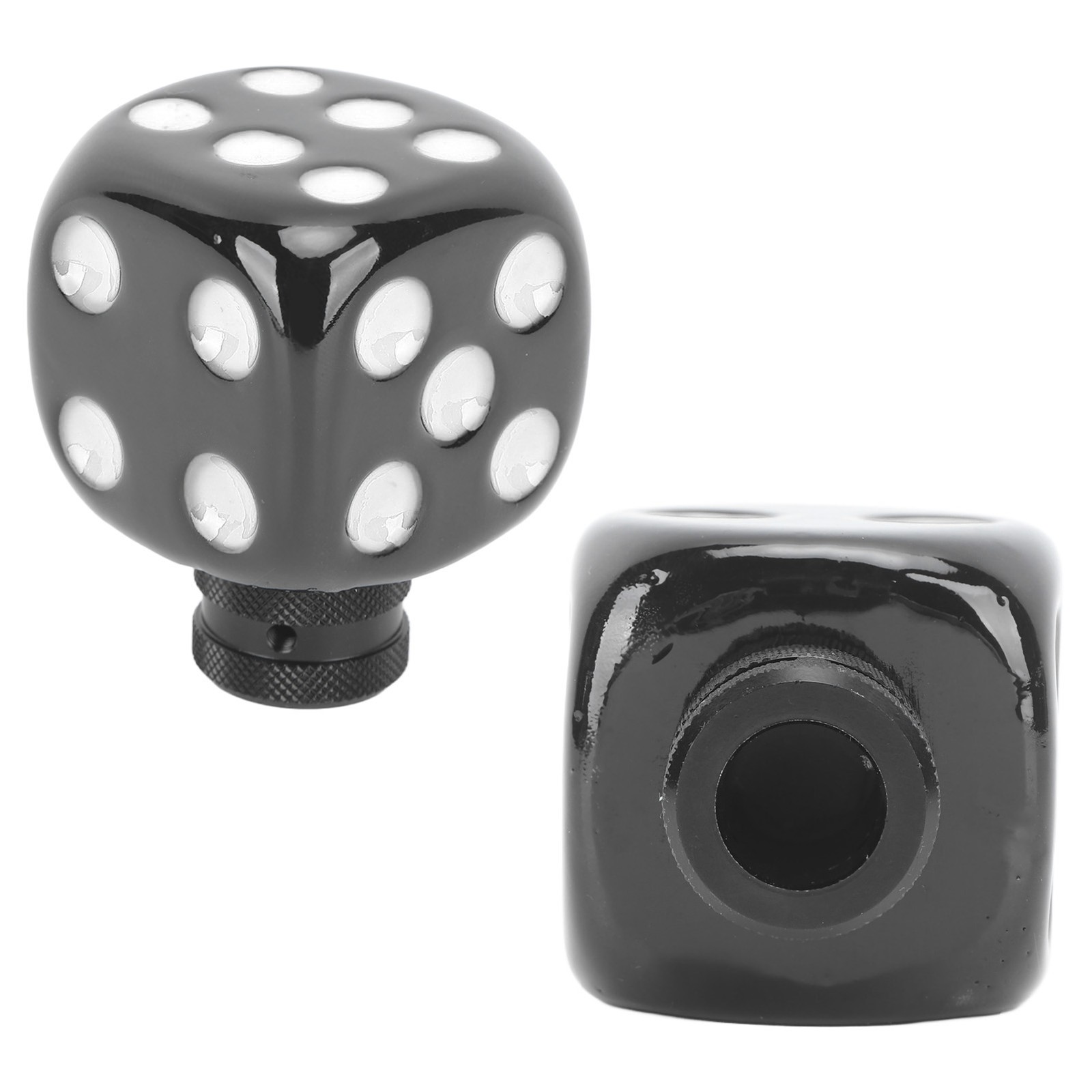 Black+White Dice Shape Shift Head Resin Gear Shifting Lever Knob Transmission