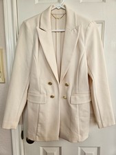 CHICO'S IVORY BLAZER HOOK  YEYE CLOSURE SIZE 0 SMALL 6-8 STRETCH FABRIC