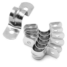 50 Pcs 1/2" Stainless Steel Pipe Strap Clamps Two Hole Strap for Conduit Cables.