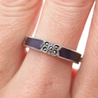 JUDITH JACK 925 Sterling Vintage Purple Enamel Real Marcasite Band Ring Size 7