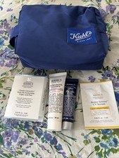 Kiehls Set Of 4 With Blue Cosmetics Bag New