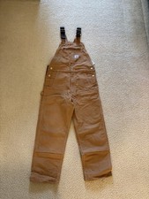 Carhartt Men's Relaxed Fit Duck Bib Overalls Tan Canvas Workwear R01-M Sz 34x30
