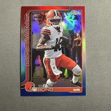 2025 Topps Chrome Football Isaiah Bond Rookie RC Red, White, & Blue Refractor 