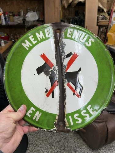 Vintage Rusty Crusty French Porcelain Sign